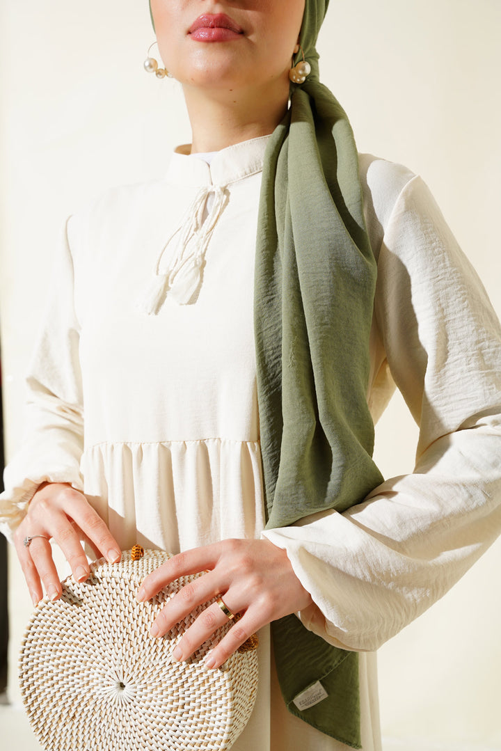 BGD Women Tie-Neck Modest Dress - Cream - Chiclana de la Frontera