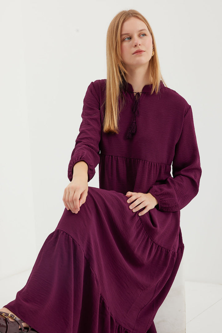 BGD Women Necklace Tied Hijab Dress - Purple - Salt Lake City