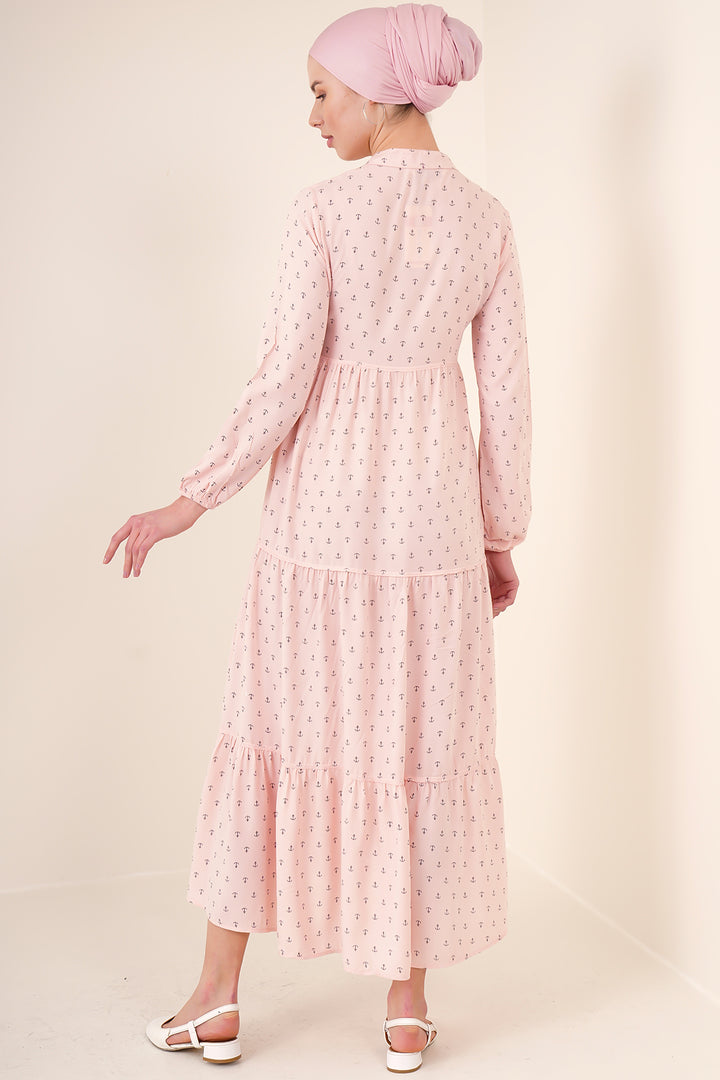 BGD Women Tie-Neck Modest Dress - Powder - Avondale