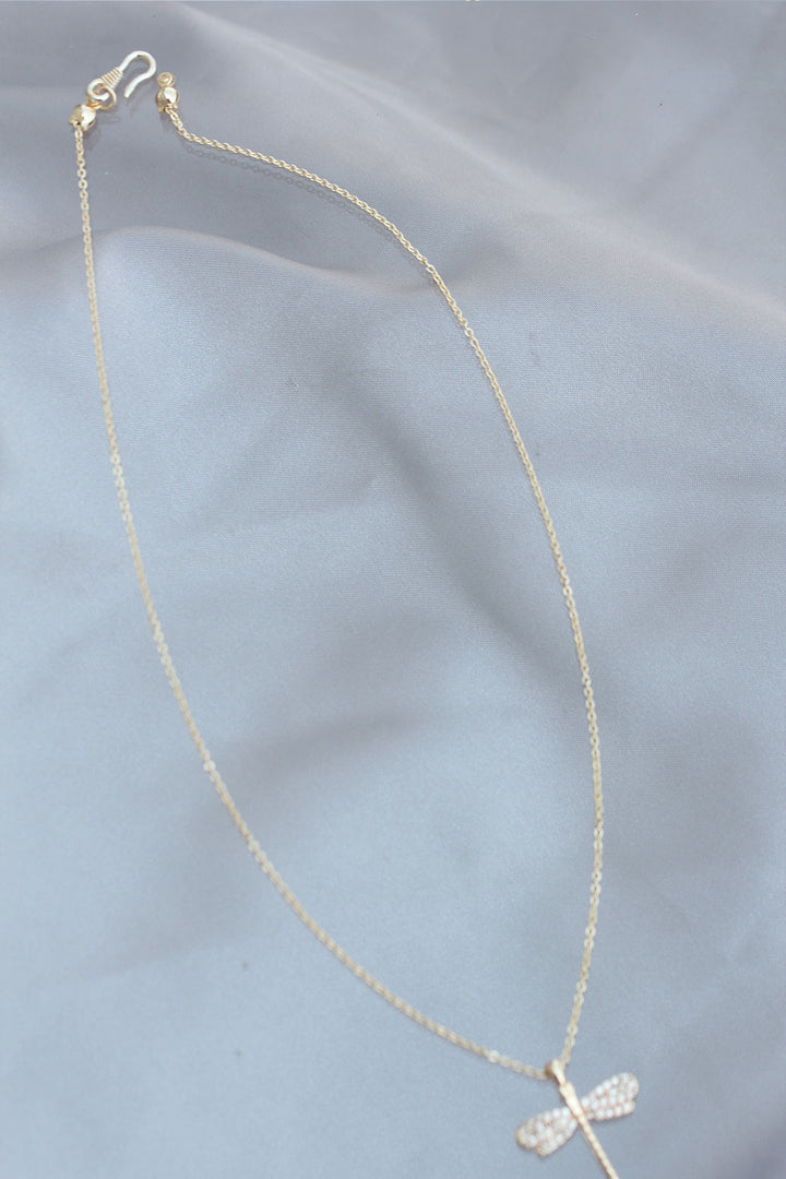 EBJ Dragonfly Designed Gold Metal Stone Women's Necklace - Wunstorf