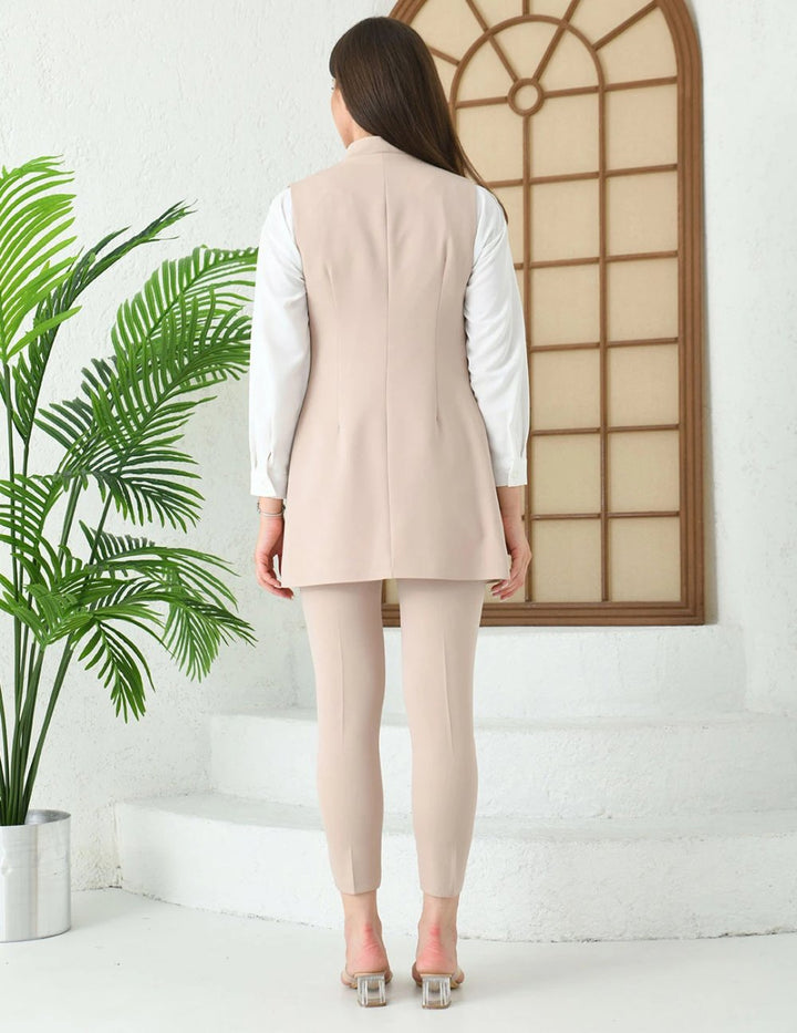 NDL Women Agraf Detail Vest Women's Suit Beige - Rîbniţa