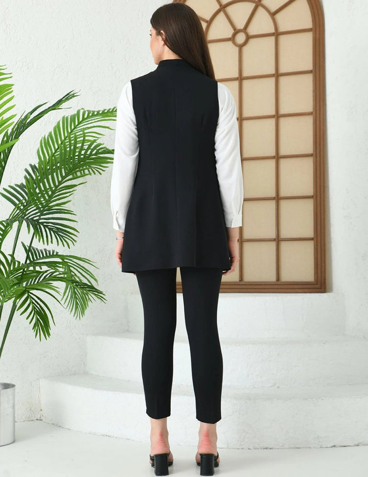 NDL Women Agraf Detail Vest Women's Suit Black - Gold Coast
