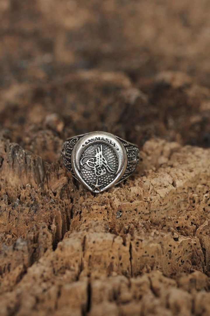 EBJ Adjustable Tughra Design Cihan Inscribed Men's Ring - Pleasant Grove