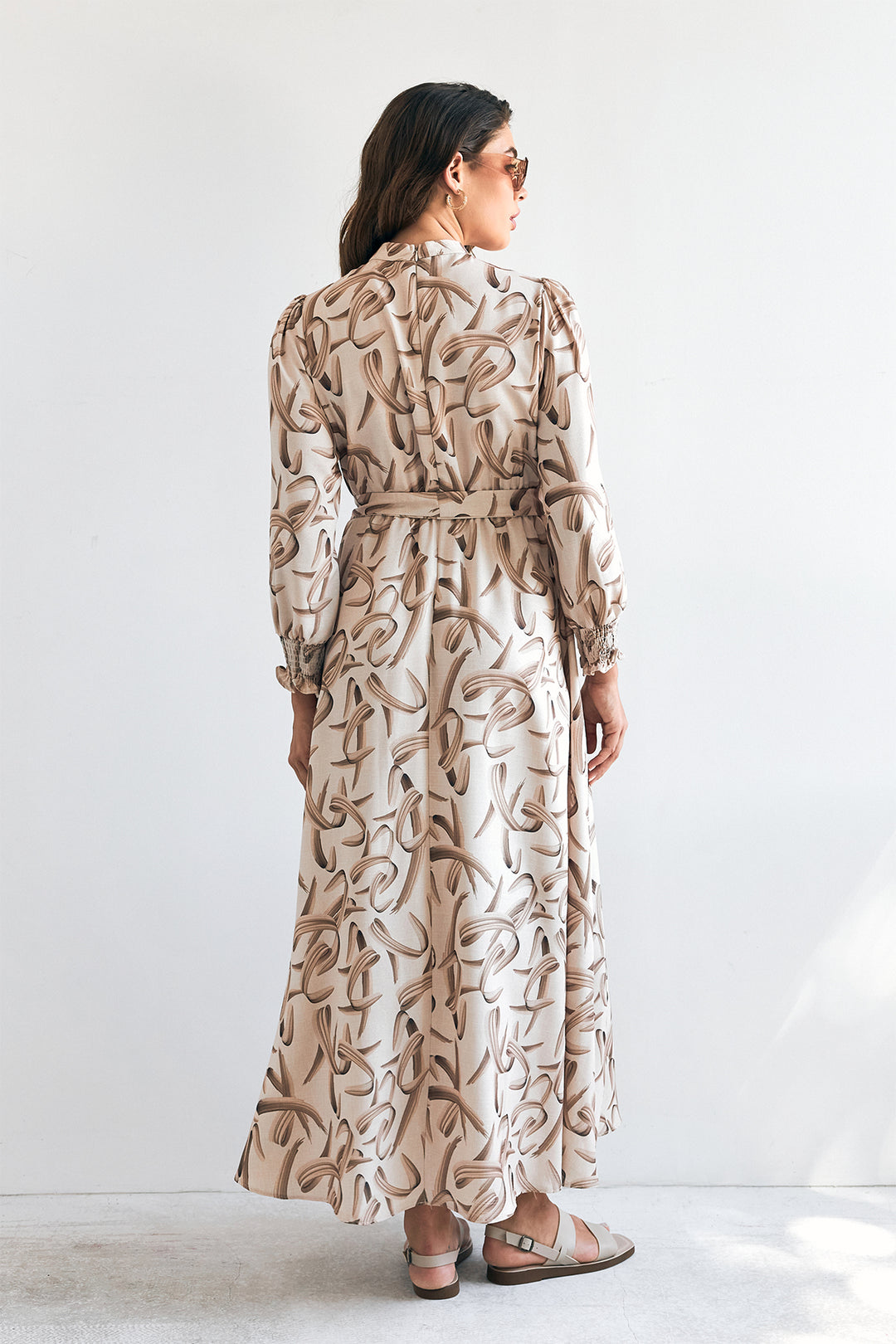 ZRF Women Wind Patterned Dress - Beige - Fano