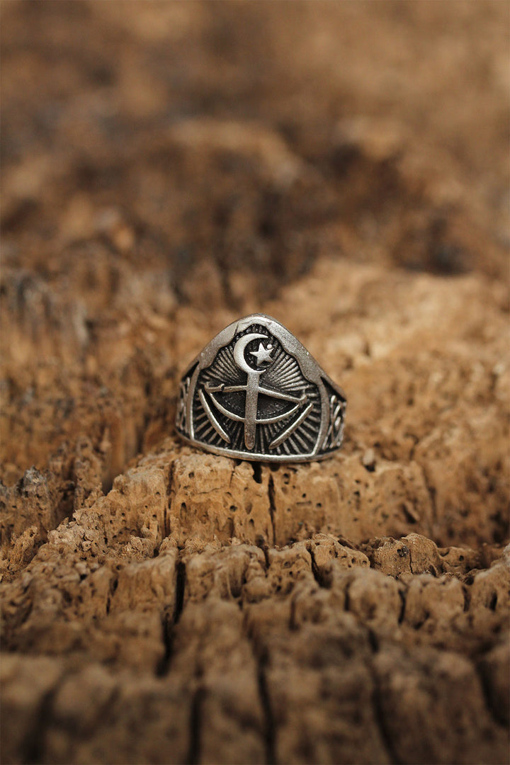 EBJ Adjustable Bow and Sword Symbol Men's Ring - Greenford