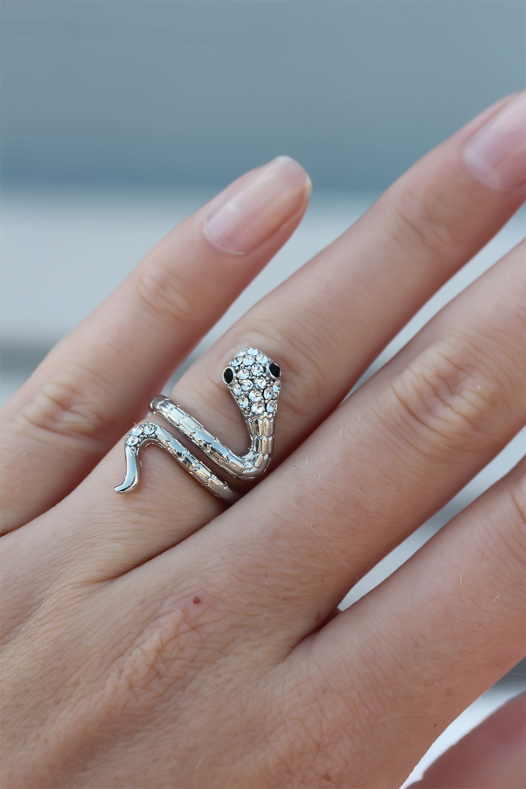 EBJ Silver Metal Adjustable Stone Snake Model Ring - Watsonville
