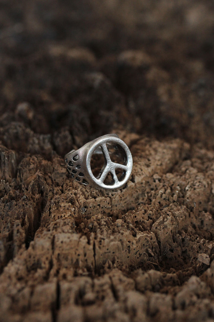 EBJ Adjustable Men's Ring with Peace Sign Design - Noisy-le-Grand