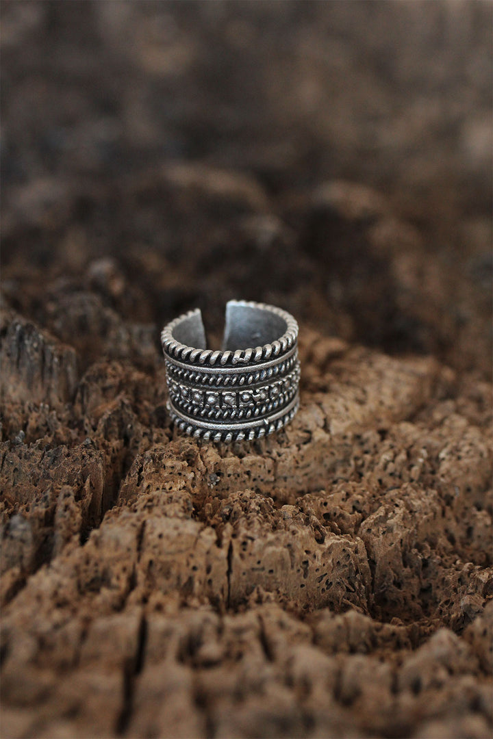 EBJ Adjustable Thick Men's Ring with Patterned Design - Den Helder