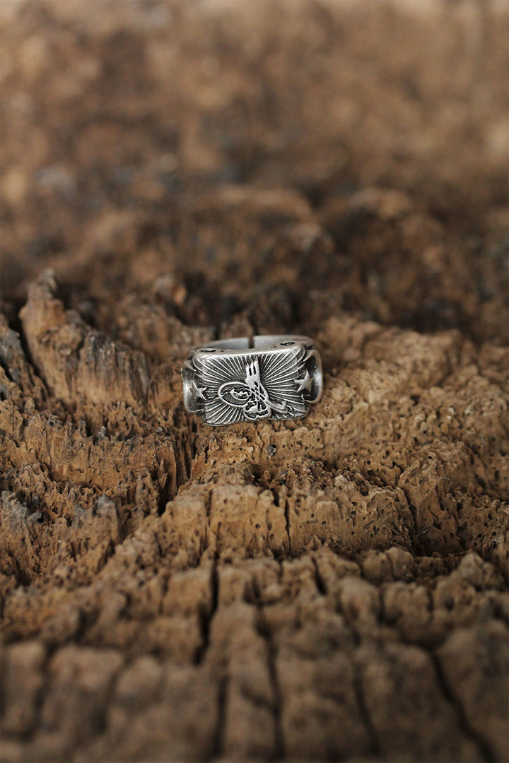 EBJ Adjustable Men's Ring with Ottoman Tughra Design - Bila Tserkva