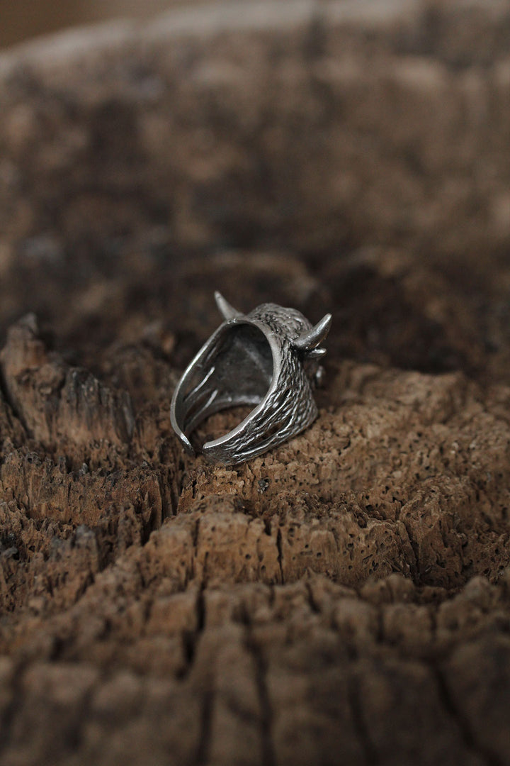 EBJ Adjustable Buffalo Designed Men's Ring - Wood Buffalo