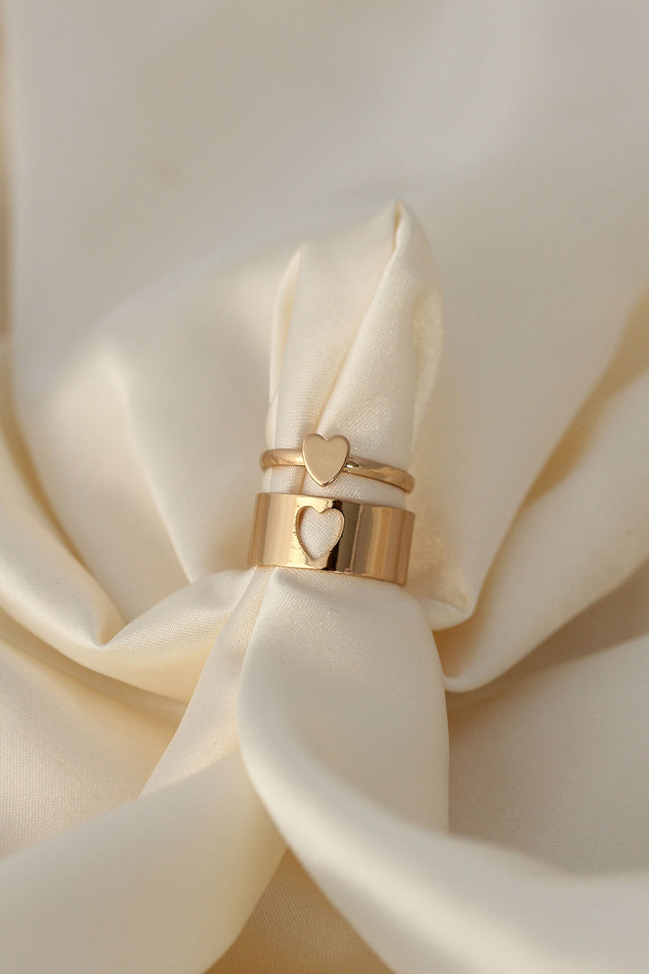 EBJ Heart Shaped Adjustable Gold Color Couple Ring - Chandler