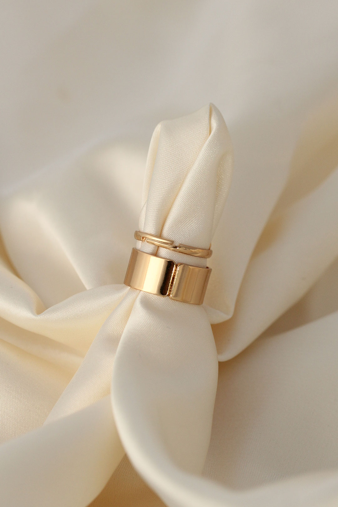 EBJ Heart Shaped Adjustable Gold Color Couple Ring - Chandler