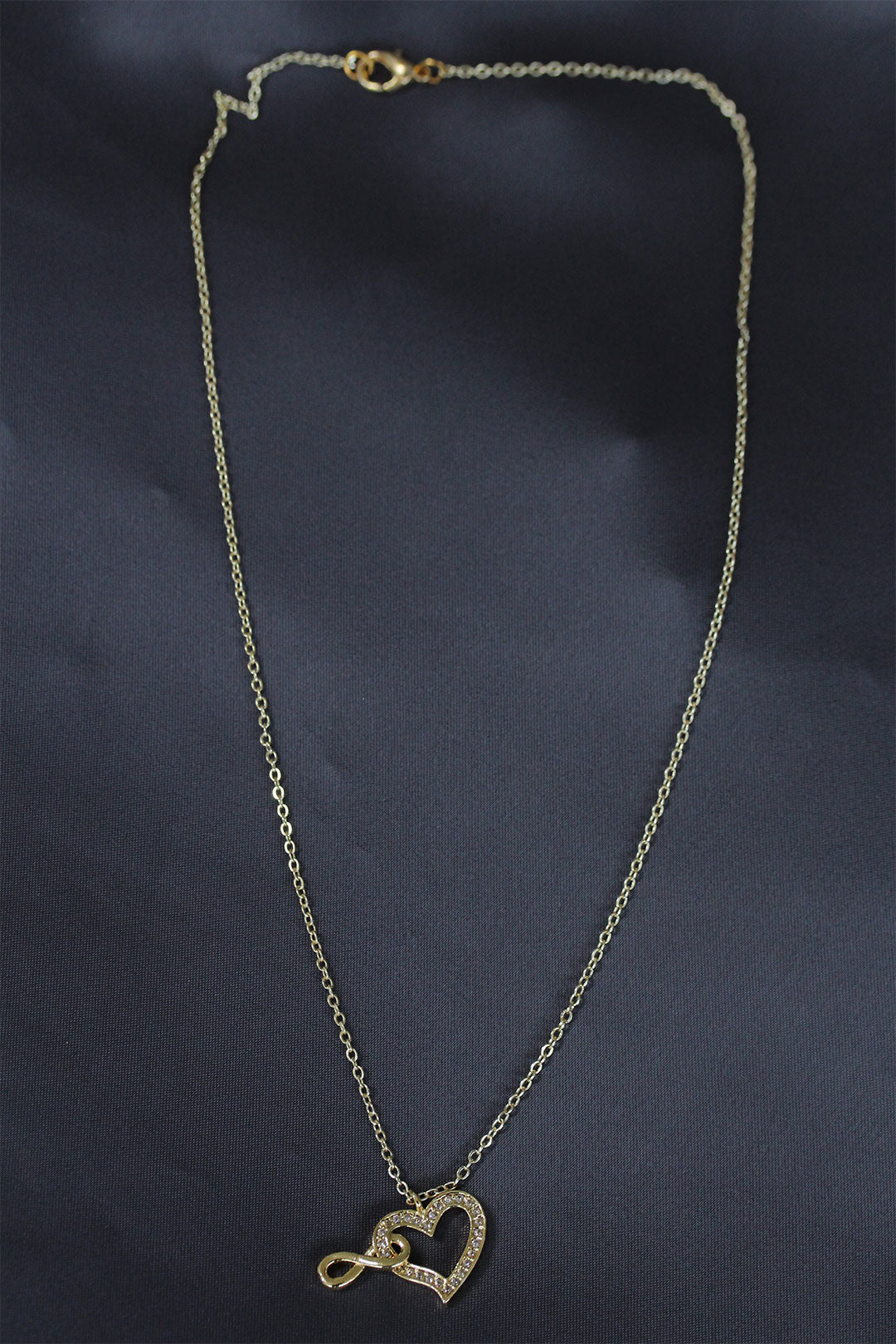 EBJ Gold Color Metal Necklace with Zircon Stone Infinity and Heart Figures - Gillingham