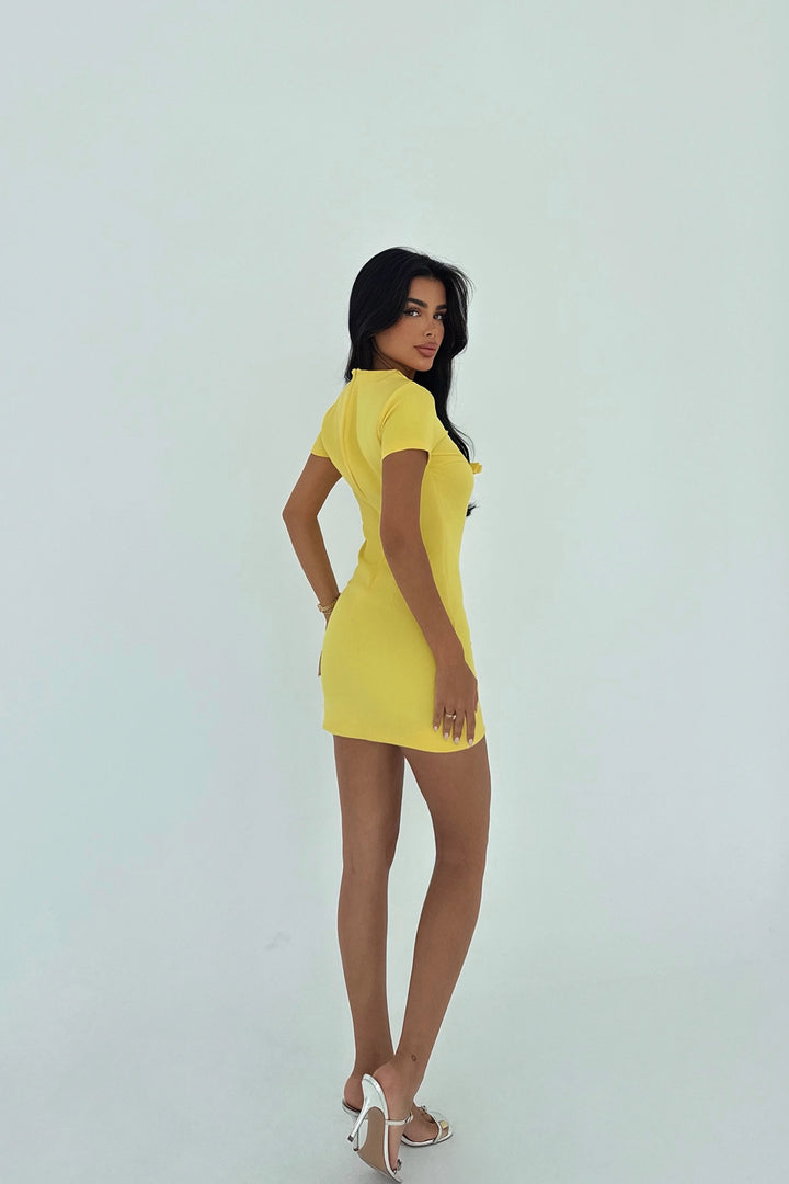 EYY Women Sarı Kurdele Detaylı Mini Elbise - Mulhouse