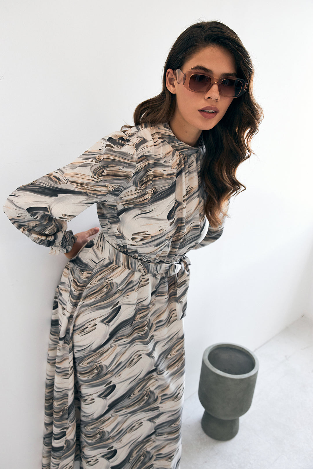 ZRF Women Aura Patterned Dress - Gray - Regensburg