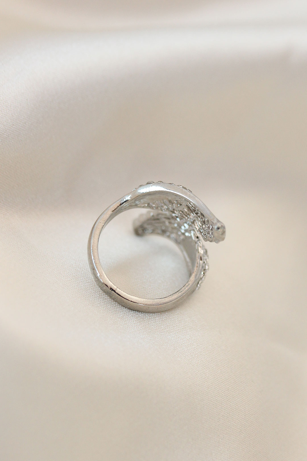 EBJ Adjustable Silver Color Metal Wing Ring with Zircon Stone - Scarborough