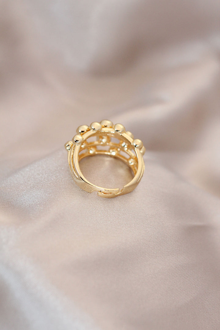 EBJ Adjustable Gold Color Metal Domed Bubble Model Ring - Arucas