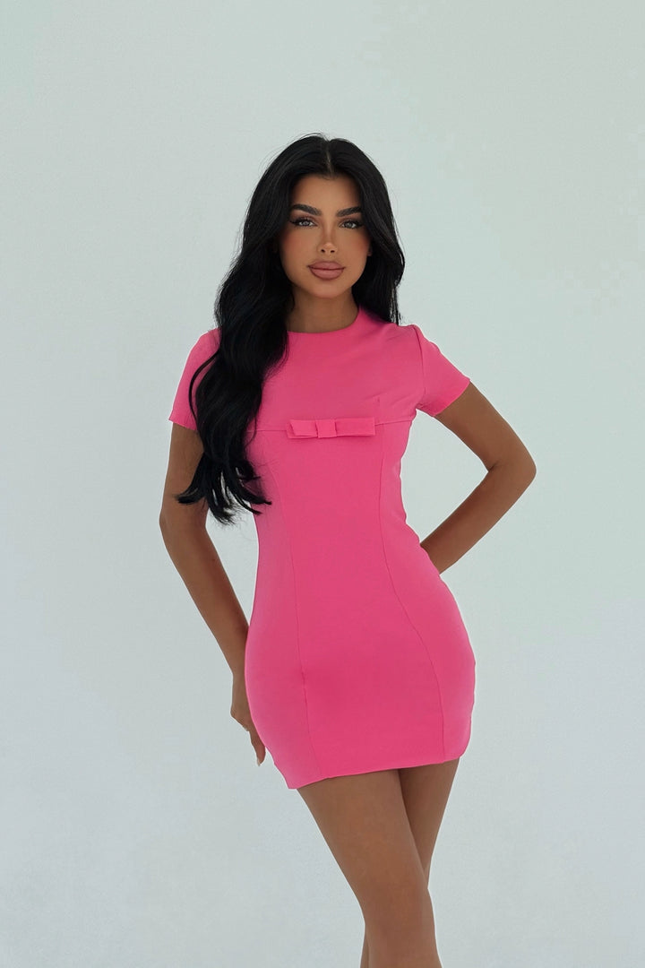 EYY Women Fuchsia Bow Detail Mini Dress - Focşani