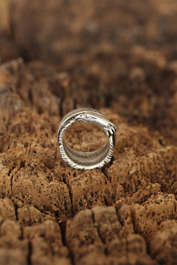 EBJ Leaf Model Eagle Detailed Adjustable Men's Ring - Salamanca