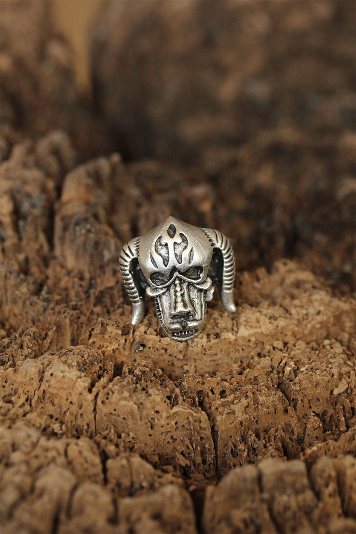EBJ Adjustable Men's Ring with Horned Skull Figure - Khmelnytskyi