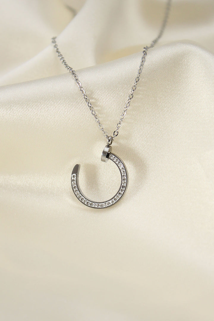 EBJ Steel Silver Color Zircon Stone Nail Model Women's Necklace - Martigues