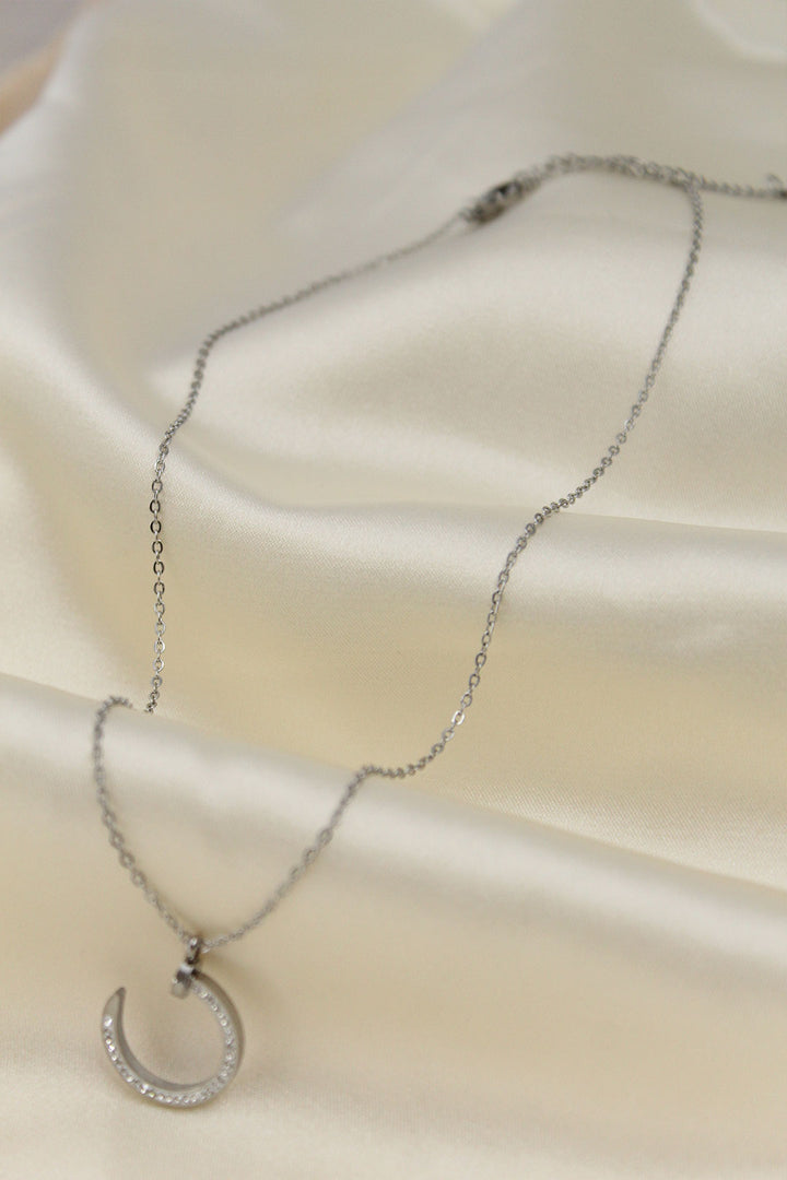 EBJ Steel Silver Color Zircon Stone Nail Model Women's Necklace - Martigues