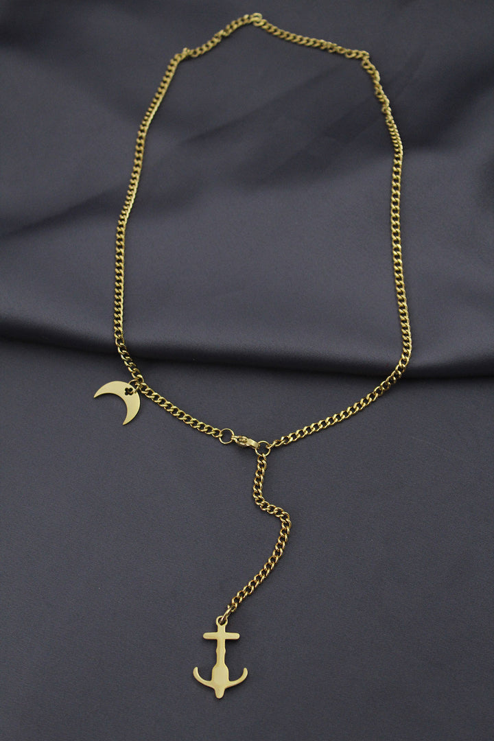 EBJ Steel Gold Color Anchor Designed Women's Necklace - Montréal