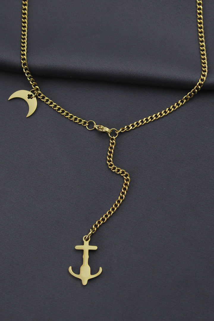 EBJ Steel Gold Color Anchor Designed Women's Necklace - Montréal