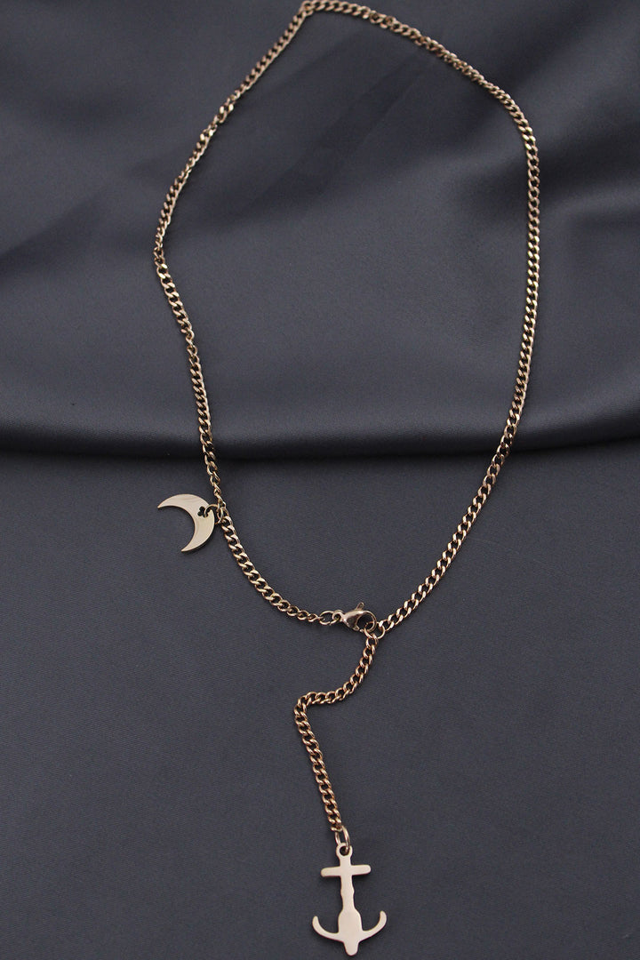 EBJ Steel Rose Color Anchor Designed Women's Necklace - Ulm