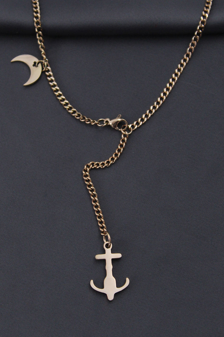 EBJ Steel Rose Color Anchor Designed Women's Necklace - Ulm