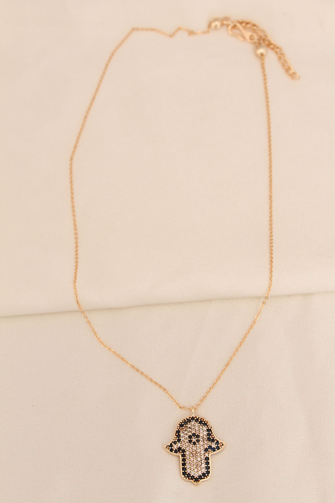 EBJ Gold Color Metal Minimal Stone-Set Fatima Hand Pendant - Fuquay-Varina