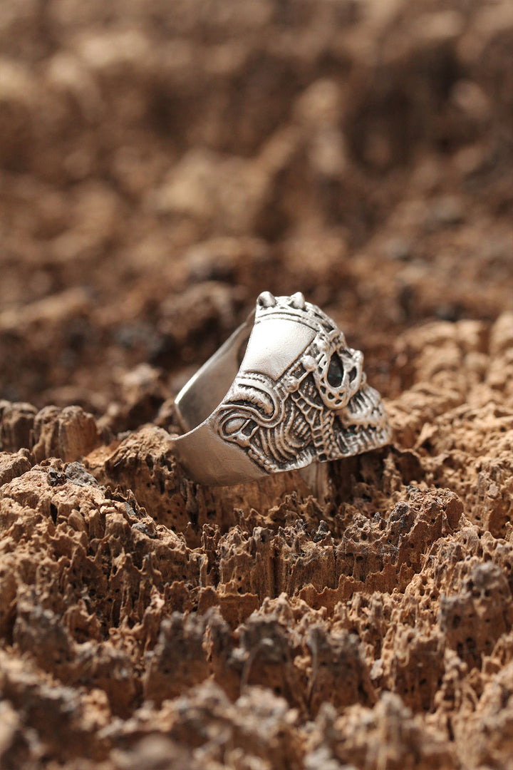 EBJ Adjustable Biker Ring with Dry Skull Figure - Tepotzotlán