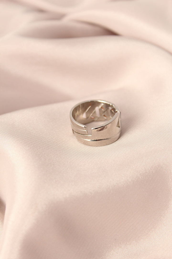 EBJ Silver Color Metal Stone-Set Adjustable Women's Ring - Druzhkivka