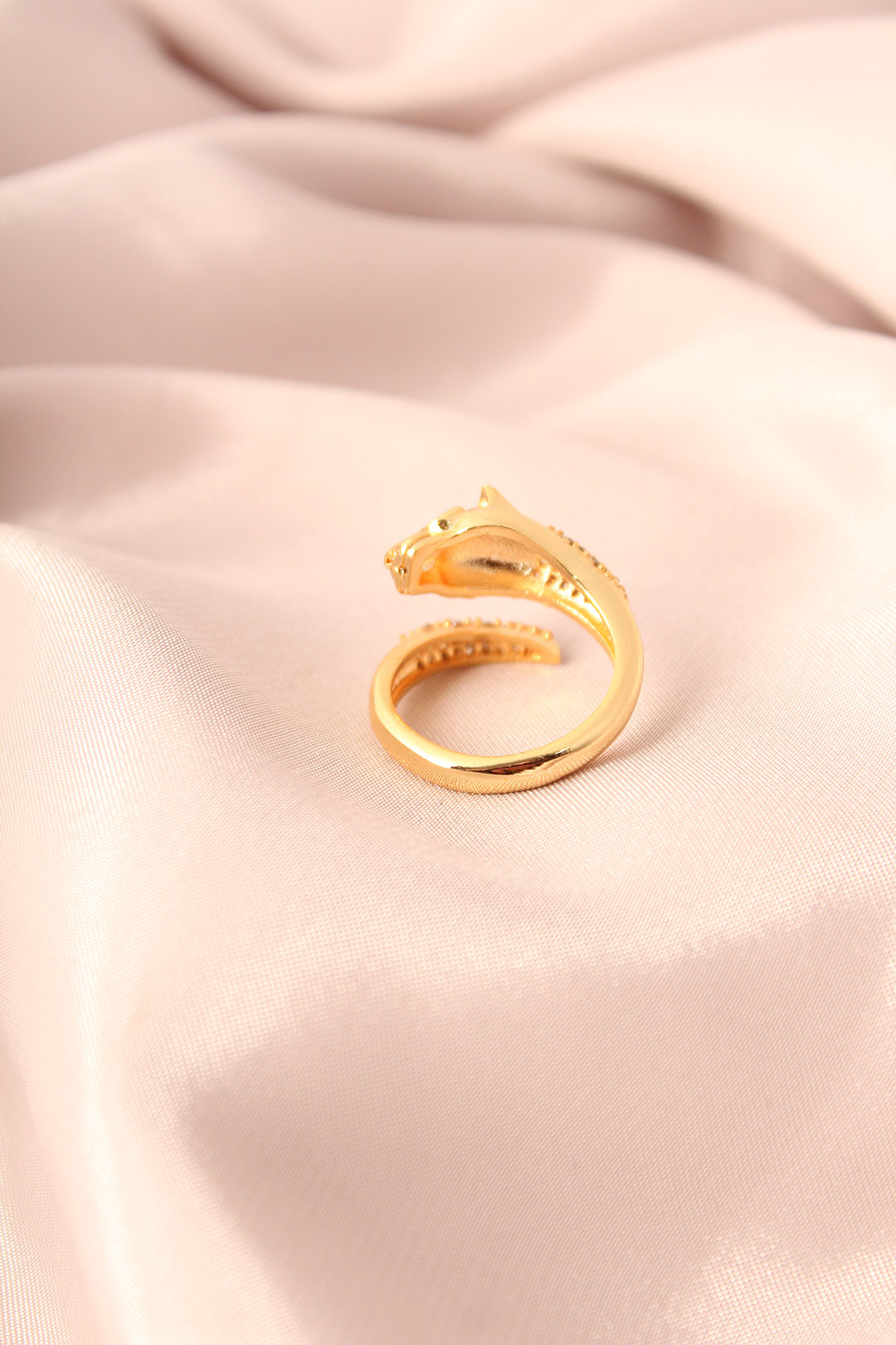 EBJ Gold Color Metal Zircon Stone Tiger Model Adjustable Women's Ring - Milton