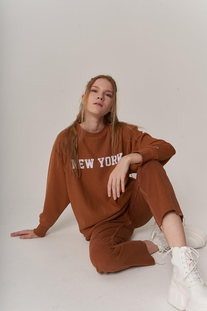 HLLY Women NWY Sweatshirt Brown - Franconville