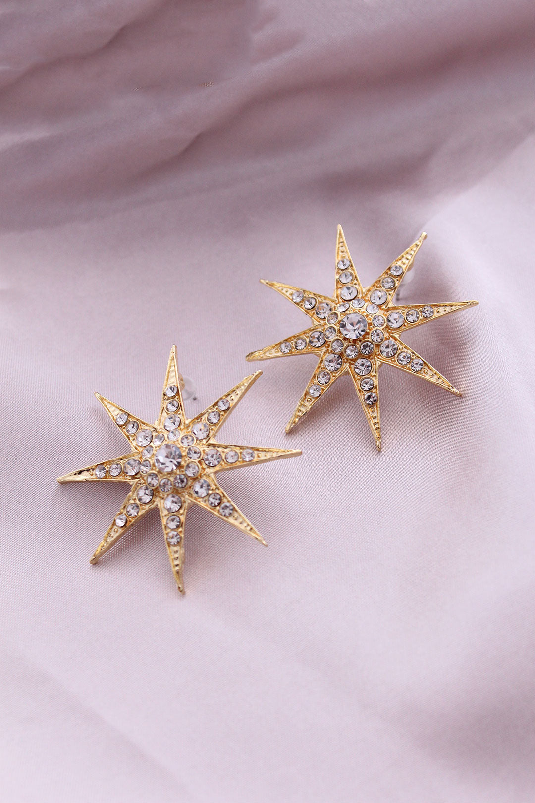 EBJ Gold Color Metal Star Earrings Set with Zircon Stone - Lincoln Park