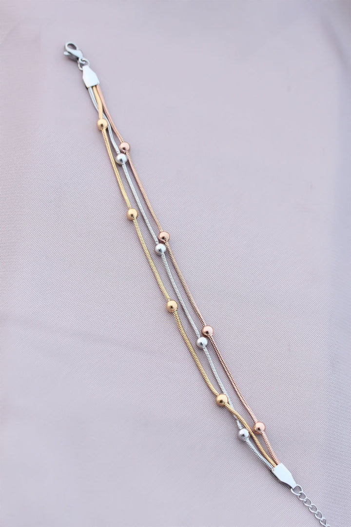 EBJ 316L Stainless Steel Non-Tarnish Silver Color Beaded Chain Women's Bracelet - Maricopa