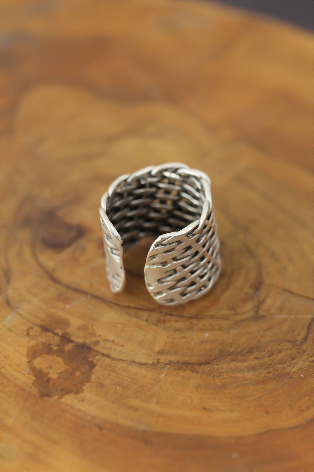 EBJ Patterned Metal Adjustable Men's Ring - Ciudad Río Bravo