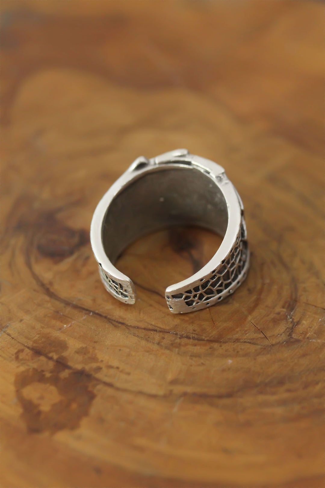 EBJ Card Patterned Metal Adjustable Men's Ring - Saratoga Springs