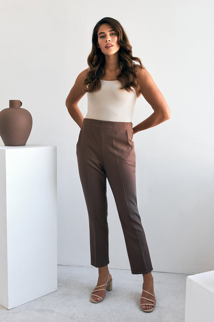 ZRF Women Elasticated Waist Pants - Brown - Évosmos
