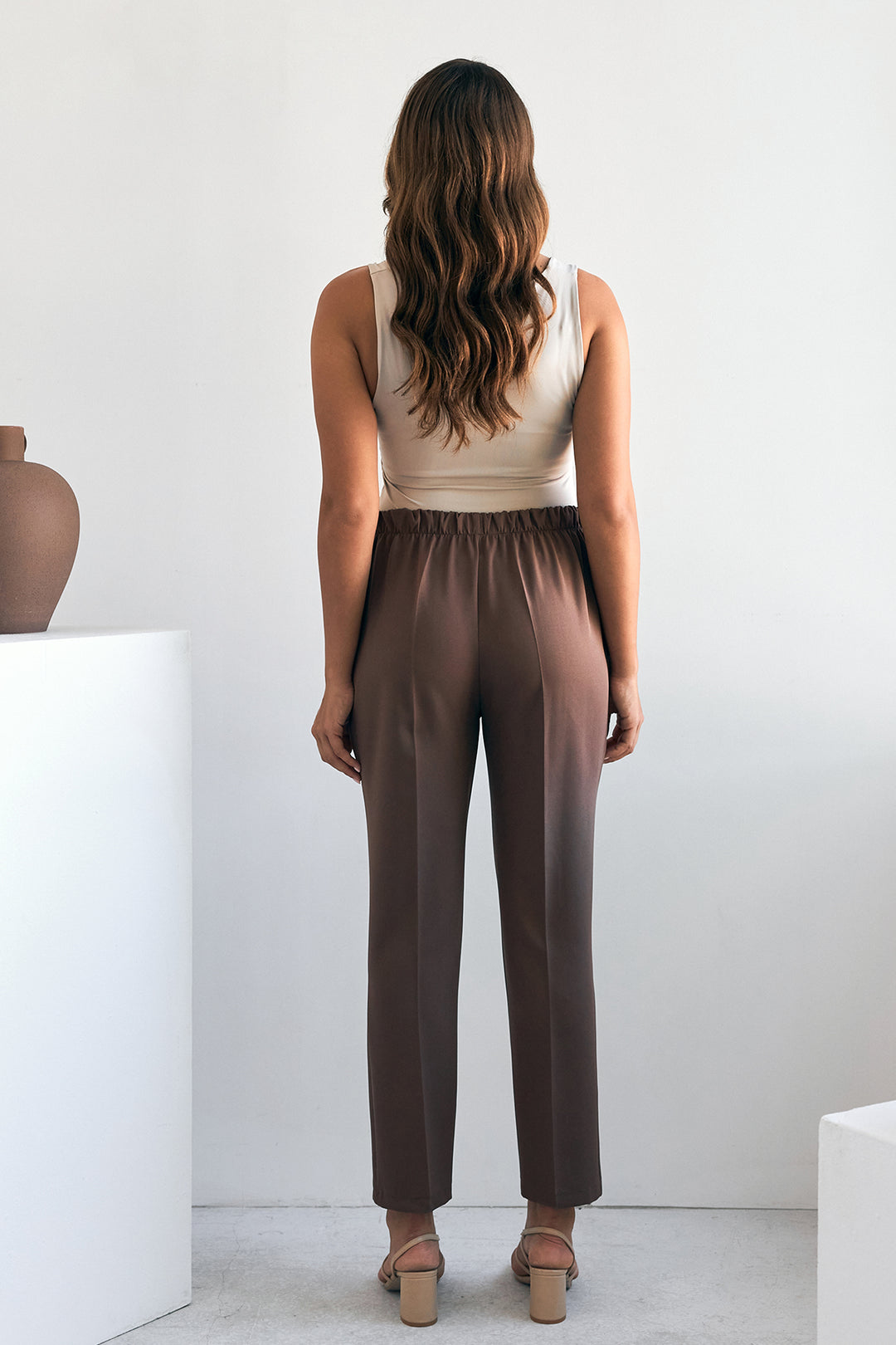 ZRF Women Elasticated Waist Pants - Brown - Évosmos