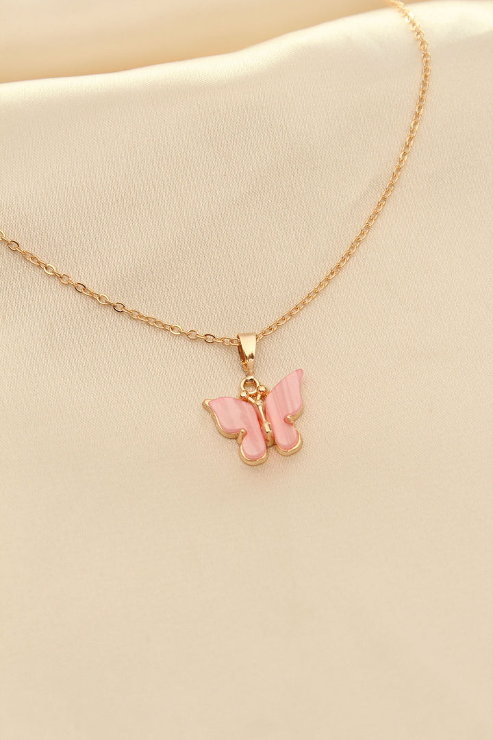 EBJ Pink Mother-of-Pearl Butterfly Shaped Women's Necklace - Le Perreux-Sur-Marne