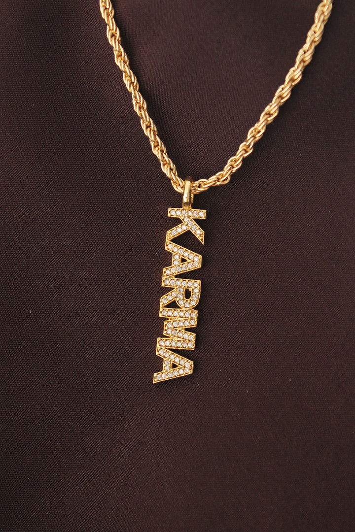 EBJ Gold Color Zircon Stone Mixed Writing Necklace - Lugo
