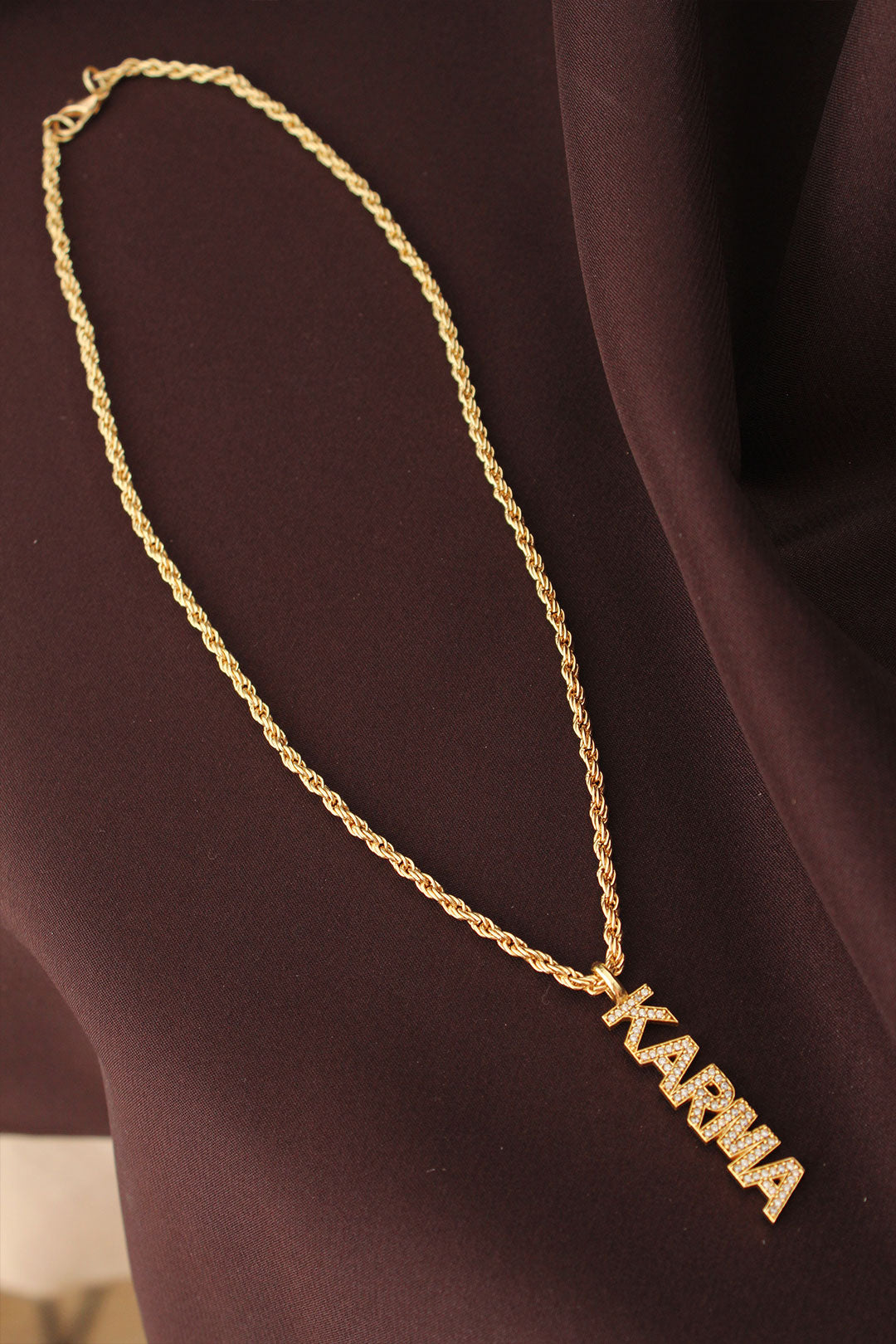 EBJ Gold Color Zircon Stone Mixed Writing Necklace - Lugo