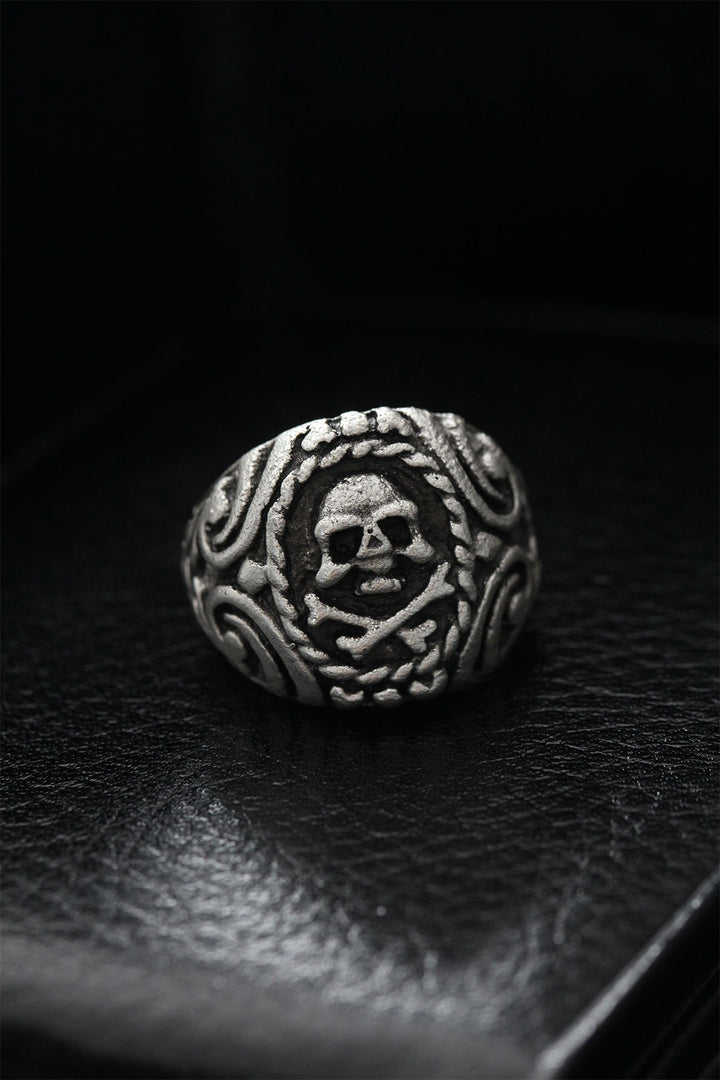 EBJ Adjustable Patterned Skull Model Men's Ring - Scarborough