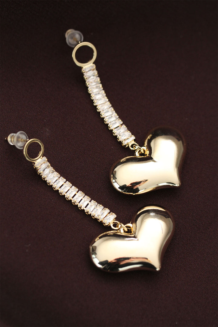 EBJ Steel Gold Color Baguette Stone Heart Earrings - Cuautepec de Hinojosa