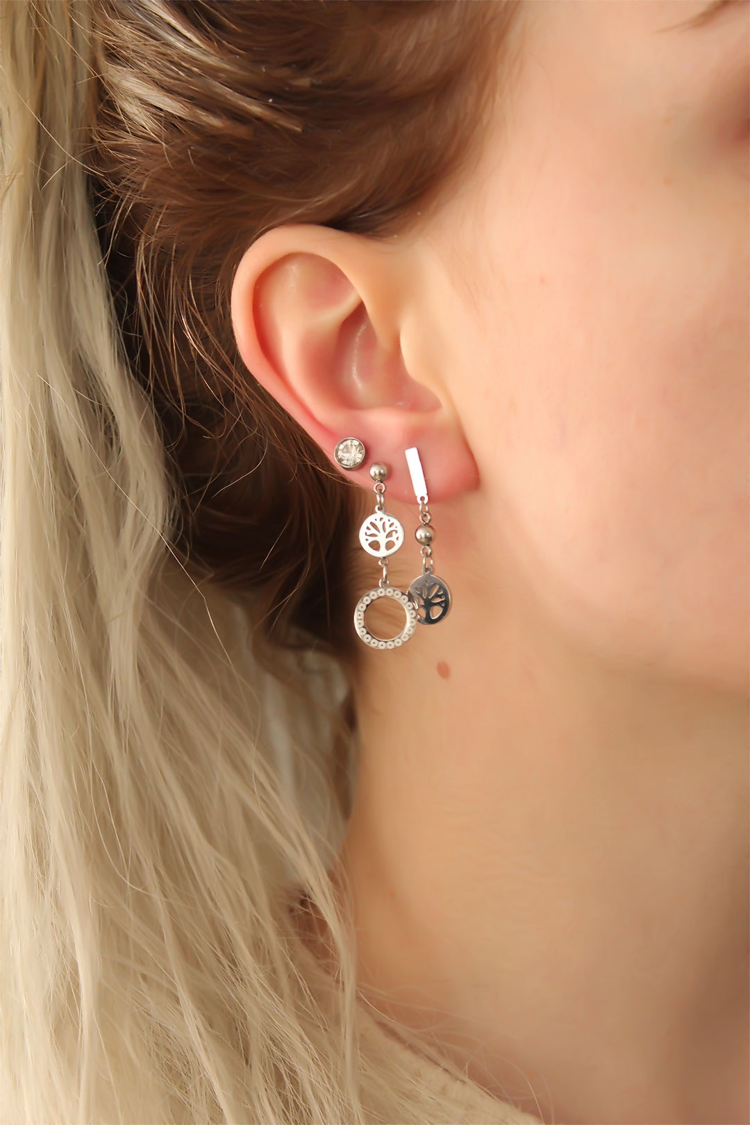 EBJ Steel Stone Tree of Life Earring Set - West Orange