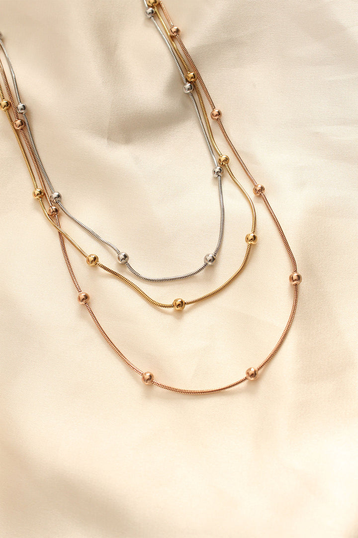 EBJ 316L Stainless Steel Multi-Colored Bead Designed Multi-Layer Necklace - Pryluky