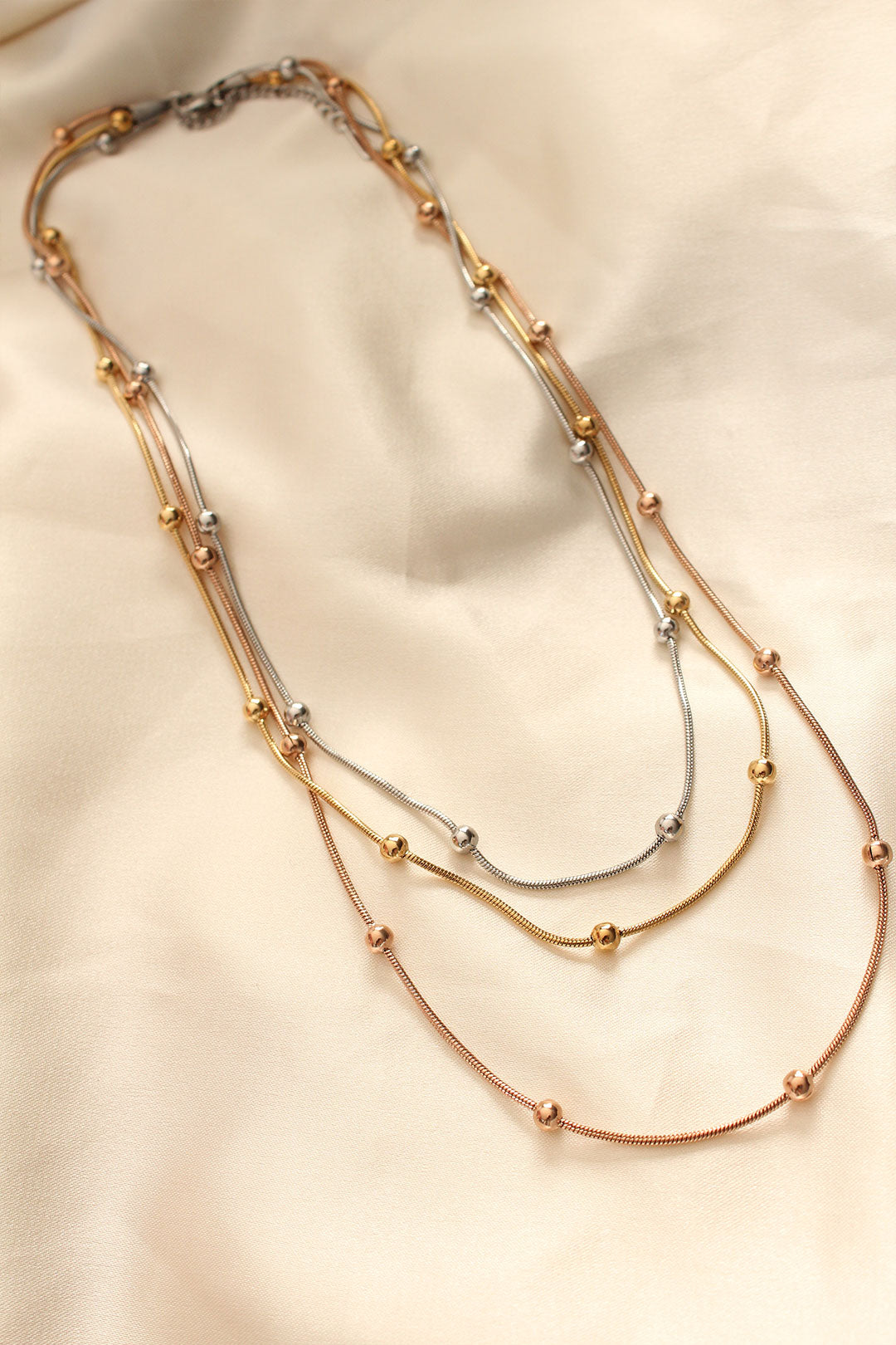 EBJ 316L Stainless Steel Multi-Colored Bead Designed Multi-Layer Necklace - Pryluky