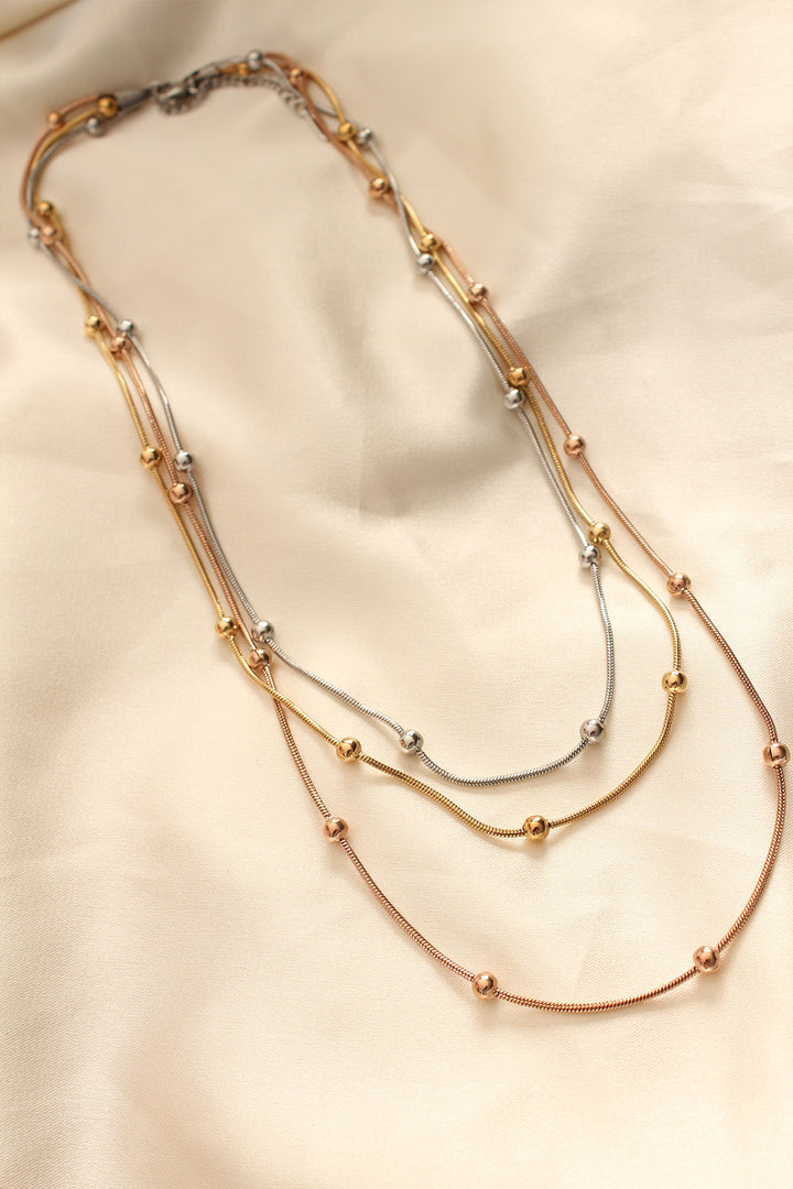 EBJ 316L Stainless Steel Multi-Colored Bead Designed Multi-Layer Necklace - Pryluky